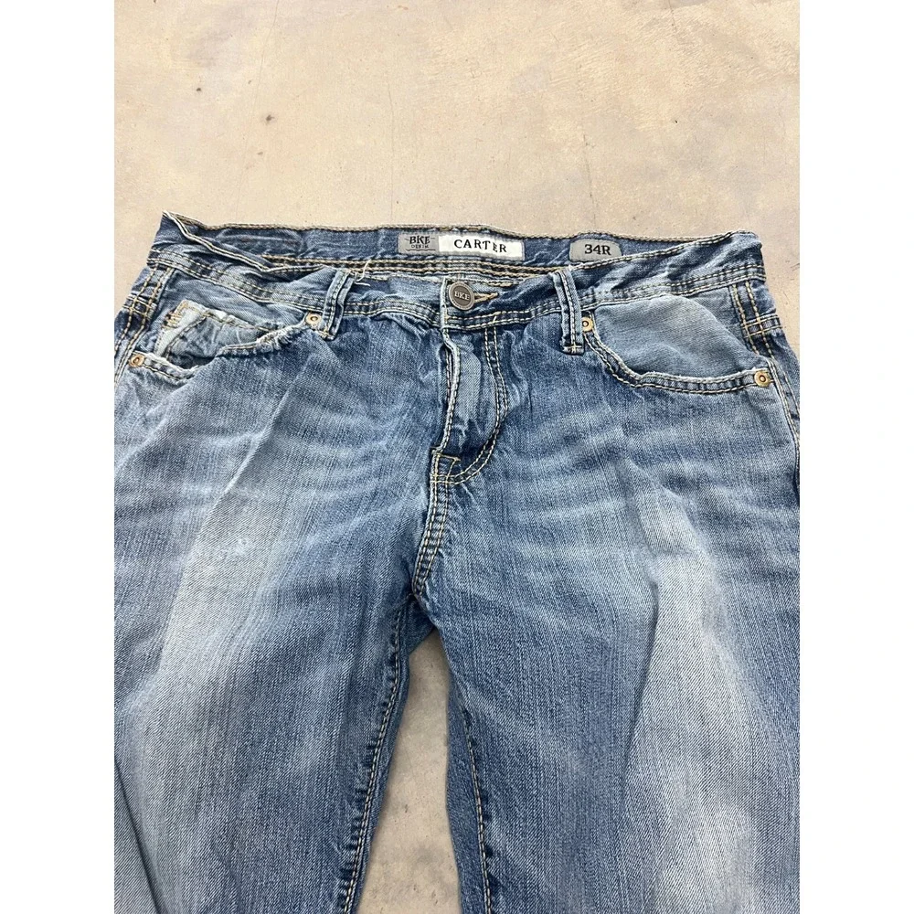 BKE Carter Bootcut Jeans Mens 34R Blue Denim Light Wash Grunge Y2K Streetwear